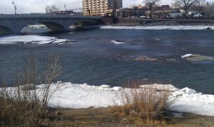 The Bow River almost free of ice